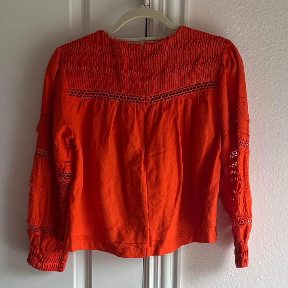 HUNTER BELL Orange Eyelet Lace Peasant Blouse - Picture 9 of 10